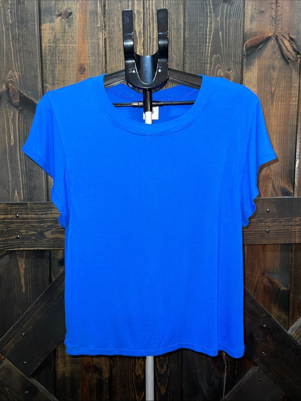 Cabi Blue Flutter Sleeve Tee S Basic Top Soft Stretch Casual Capsule Minimalist